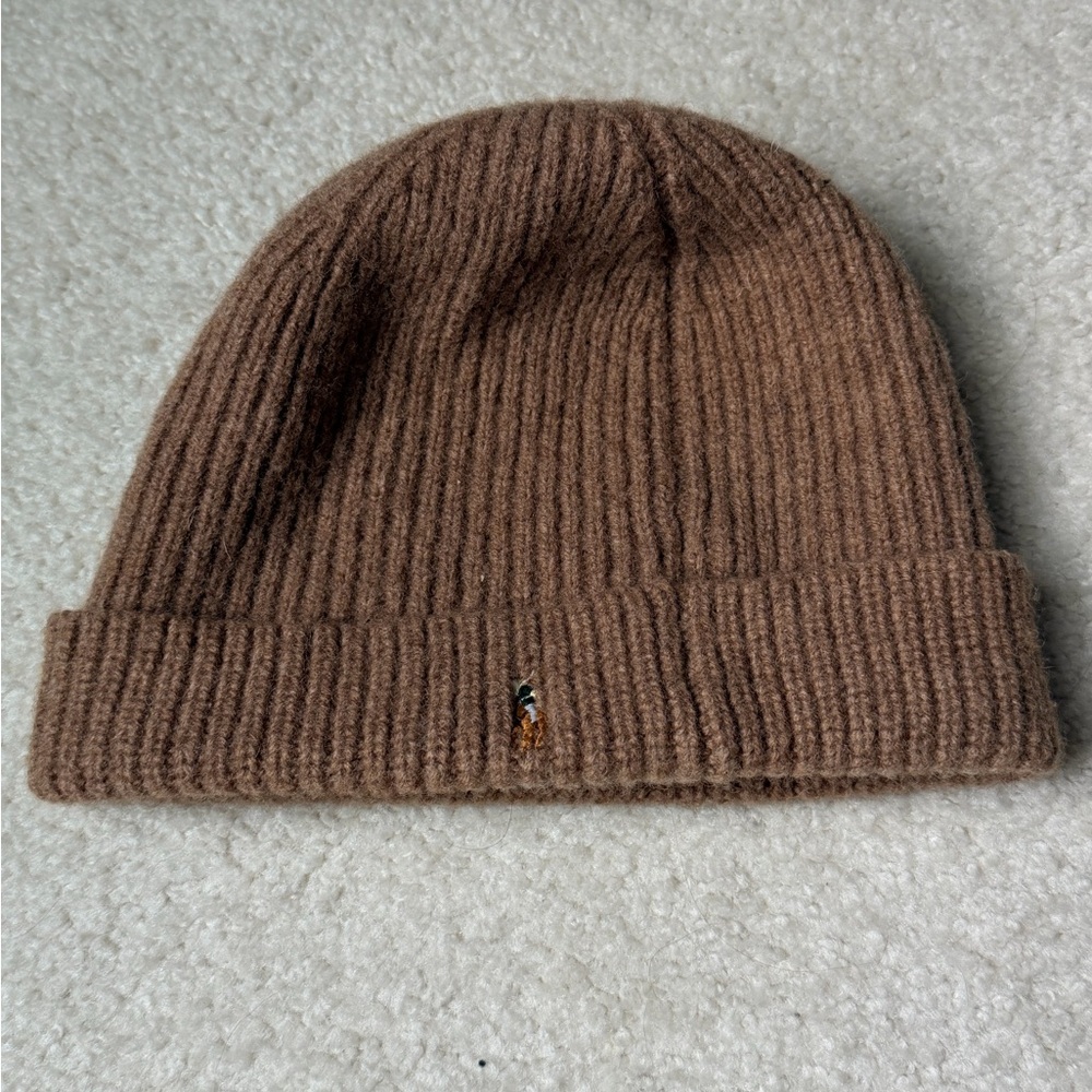 Ralph Lauren Tan Ribbed Knit Hat